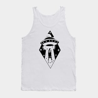 Cat Abduction UFO Alien Funny Cat Tank Top